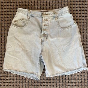 Vintage 1990s Memphis Stone Wash Denim Mom Jeans Shorts - Button fly